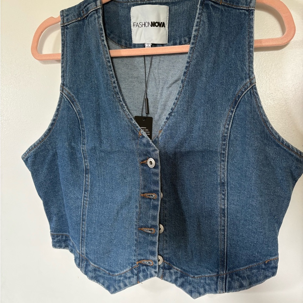 Fashion Nova Western Showdown Button Front Denim Vest
